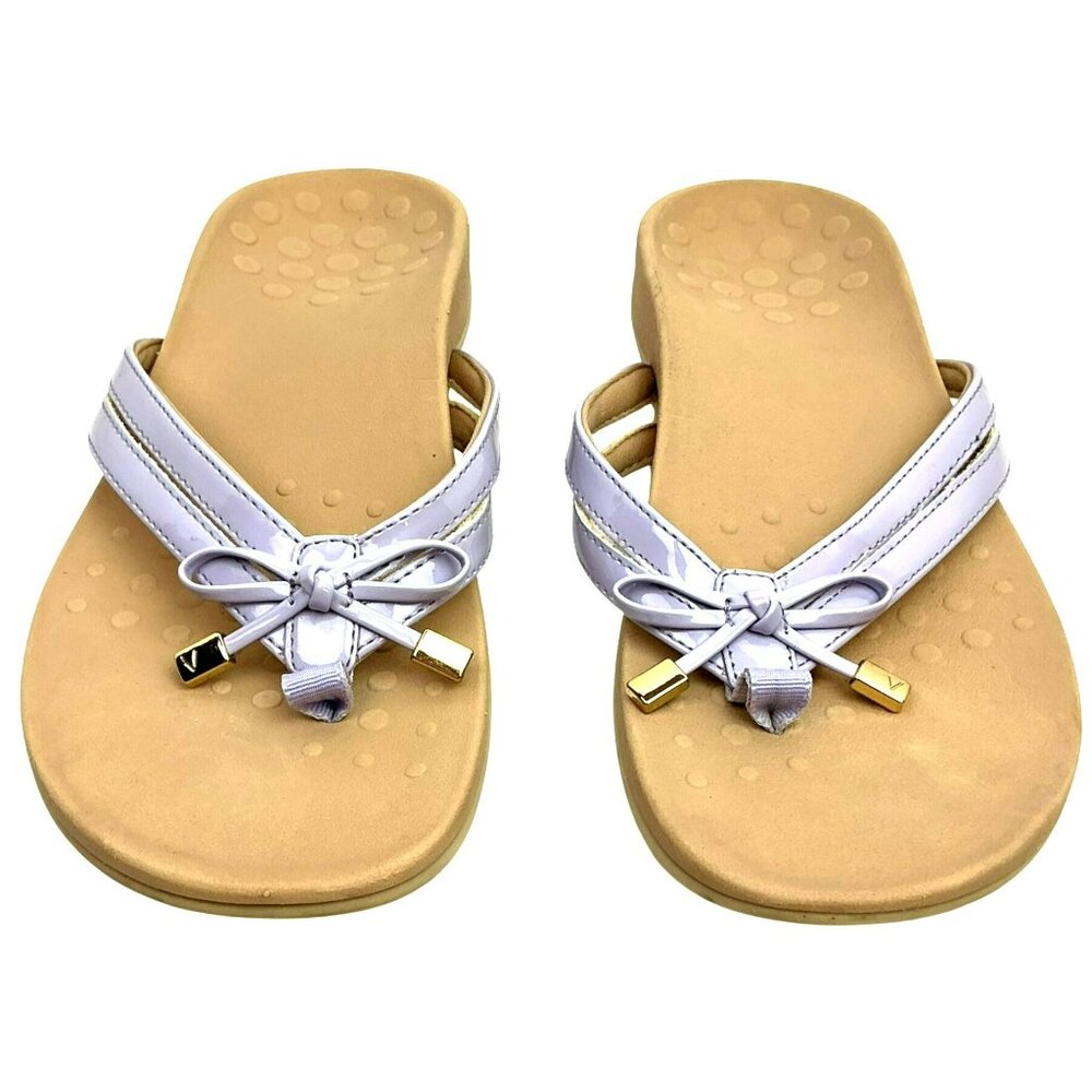 Vionic Bella Bow Patent Orthotic Thong Sandals Womens 8.5 - Picture 2 of 8